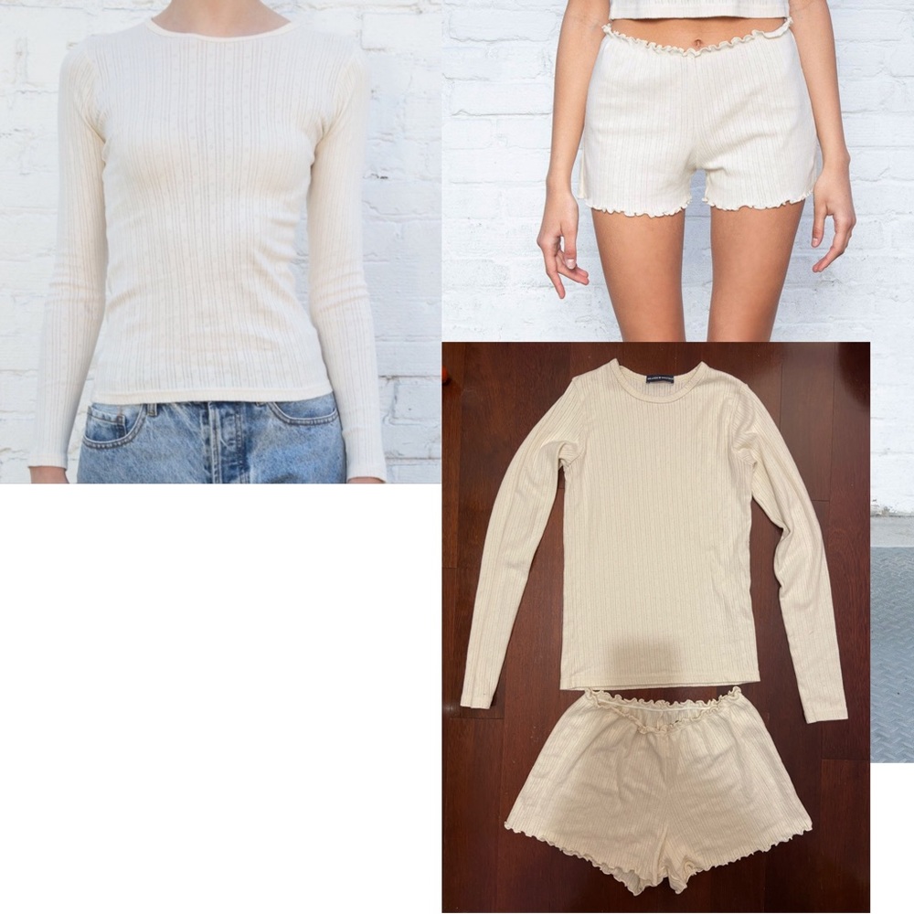 Brandy Melville Leah top and Mila shorts eyelet set - US S - ivory